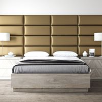 Panneau Décoratif Tête De Lit Capitonnée Mural 91cm Cuir Or