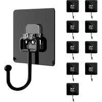 Ahlsen Paquete de 10 ganchos de pared autoadhesivos (máximo 30 kg) - Negro - Impermeable y sin rastro - Montado en la pared sin taladrar para baño, techo, ganchos de pared, utensilios de cocina, llave