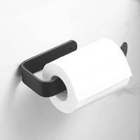 Adhesive Wall Mounted Toilet Paper Holder Without Drilling, Toilet Roll Holder, Stainless Steel Toilet Paper Holder, Wall Mounted Paper Towel Holder, Black Bathroom Decor, 6.5 inch