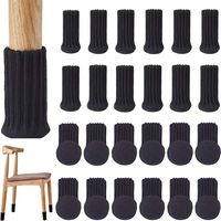 Lot de 24 chaussettes de chaise, chaussettes pour meubles, chaussettes élastiques antidérapantes pour pieds de chaise, tricotées