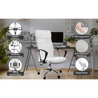 Ergonomic office chair - white faux leather height adjustable swivel