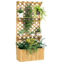 Potager surélevé avec treillis, jardinière, 2 étagères, trous de drainage, 76 x 33 x 177 cm