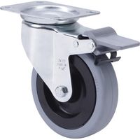 rueda giratora placa freno 10zvlfd125-pgan poliamix-goma gris eje liso