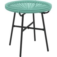 Mesa de centro redonda de jardim em resina trançada com tampo de vidro temperado 50 cm,elegância moderna para o seu espaço exterior