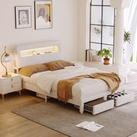 cama 140 x 200 con somier, cama adulto, cama capitoné, Diseño moderno con LED y almacenamiento, ideal para un espacio optimizado y ambiente refinado