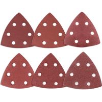 Delta-Sanding Triangles, 120 pieces 6 Hole Delta Sanding Triangles Mixpack (20 x grit 40/60/80/120/180/180/240 each), 90x90x90mm Sandpaper for delta sanders, Sanding Sheets