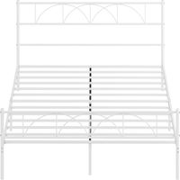 Somier 160x200 cm avec Tête de Lit, Rangement Sous Lit, Structure Acier