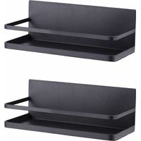 Estante magnético para especias de refrigerador, organizador magnético para especias, organizador de refrigerador que ahorra espacio, 2 piezas, negro mate