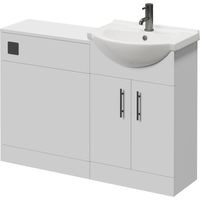 Alexander James Cento Gloss White 1150mm 2 Door Vanity Unit Toilet Suite - 1150mm - Gunmetal Grey 96mm Bar HandleWithout James Toilet Pan