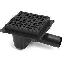 Grille de drainage 150mm x 150mm – Sortie latérale 50mm – Grille noire à motif carré – Résistante à la pression et aux impacts – Karmat
