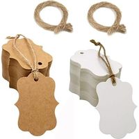200PCS Étiquettes Papier Kraft Étiquette Cadeaux, 5x3cm Étiquettes Kraft Étiquettes Vierges avec 40m Ficelle de Jute pour Saint Valentin Mariage Anniversaire Noël Artisanat, Marron et Blanc