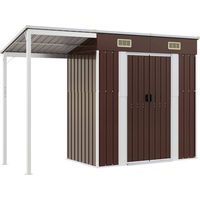 vidaXL Gartenhaus mit verlängertem Dach braun 277x110,5x181 cm Stahl