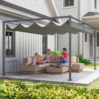 Pergola – Abri solaire robuste pour jardin, balcon ou terrasse – En métal et plastique – Résistante aux UV et déperlante – Gris foncé