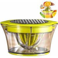 Multifunktionale einfache manuelle Zitruspresse, 4-in-1-Entsafter, hausgemachtes Frischpresswerkzeug, Knoblauch-Ingwer-Zerkleinerer, geeignet für Orangen, Zitronen, Zitrusfrüchte, mit 2 Reibahlen, 400