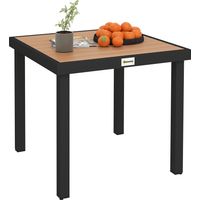 Table à manger de jardin pour 4 personnes. en aluminium. 78 x 78 x 74 cm. couleur aspect bois naturel