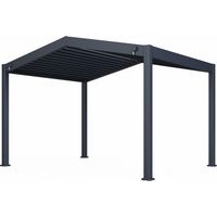 Pergola en aluminium 3x4 m avec toit à lames réglables – Structure robuste – Aluminium thermolaqué anthracite – Système d’évacuation intégré – Paragon Outdoor