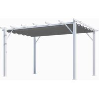 Pergola foresta gazebo in alluminio colore bianco con telo retrattile grigio 140g/mq, dimensioni 400x300x230h - Foresta
