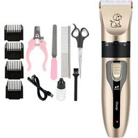 Tondeuse Pour Chiens et Chats, 4 Peignes Interchangeables, Réglage sur 5 Niveaux, Batterie Rechargeable, Tondeuse Silencieuse, Tondeuse