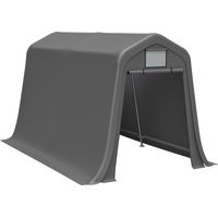 Abri de rangement 366x213x225cm avec toit pointu – matériau PE imperméable avec fenêtre d’aération, résistant aux UV et au vent, avec piquets en L pour motos et outils de jardin