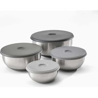 Joseph Joseph Prep&Store- Ciotole per nidi di miscelazione in acciaio inossidabile con coperchio, set di contenitori per ciotole in metallo, acciaio inossidabile