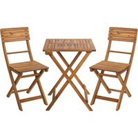 Gartenmöbelset: Bistrotisch aus Holz + 2 Stühle