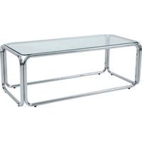 Table basse rectangulaire L110 cm en métal et verre trempé transparent
