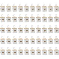 Lot de 50 petites boîtes cadeaux blanches en papier kraft en forme de cœur pour cadeaux d'invités de mariage pour anniversaires, mariages, Noël