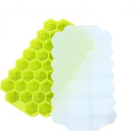 BEBUSINGOTO 2er-Pack Eiswürfelformen aus Silikon mit BPA-freiem Deckel, leicht zu lösende quadratische Eiswürfelformen, flexibles Kieselgel in Lebensmittelqualität für Cocktails, Whiskey, Grün