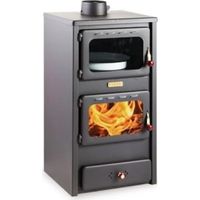 Estufa de leña con horno, 8.4 kw de potencia de calentamiento, tapa de acero, modelo "Kupro Lux Oven Steel"