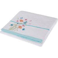HOMESCAPES Turkish Cotton Embroidered Butterfly White Bath Towel