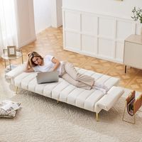 Canapé-lit convertible moderne — Doté de pieds de soutien et d'une fonction couchage — Tissu en velours — Idéal pour salons, chambres, salles de cinéma ou chambres d'amis.