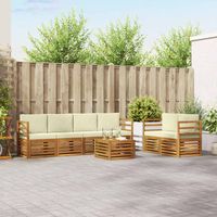 Ensembles de canapés avec coussin 7 pcs Naturel et Crème
