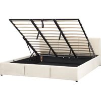 Letto moderno imbottito contenitore in velluto beige chiaro 180 x 200 cm Bousse