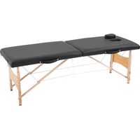 Camilla de masaje plegable marco madera altura regulable bolsa transporte 186x60x58-81 cm noir