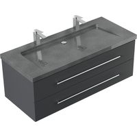 Badmöbel Granit G654 Damo 130 cm 2 Hahnlöcher SoftClose grafit