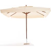 Ombrellone Oasis 3x4 Ecru Palo Centrale Legno Copertura Giardino Ombra Tavolo