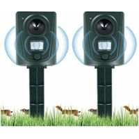 Debuns – Ultraschall-Katzen- und Hundeabwehrgerät – Bewegungsmelder bis 30 m – Wasserdicht und wetterfest – Einfache Installation mit Erdspieß