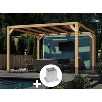 Pergola en bois lamellé-collé Brest 500 x 300 cm + 6 supports poteaux - Maderland
