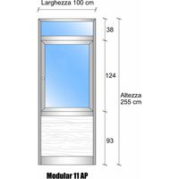 Modulo Iniziale/Finale Parete Divisoria in Vetro Trasparente Luce Alluminio e Perline con Finestra - H2550xL1000 mm Colore Bianco Puro RAL 9010 - ITALFROM