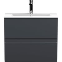 Hudson Reed Urban Wall Hung 2-Drawer Vanity Unit with Basin 2 Satin Anthracite - 600mm Wide