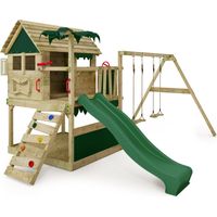 Fatmoose – Structure d escalade en bois avec balançoire et toboggan MaxiGlider 220 cm – Bac à sable intégré – Pour enfants jusqu'à 50 kg