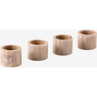 SKLUM Set mit 4 Serviettenringen aus Mangoholz und Perlmutt Anmon Beige Leinen