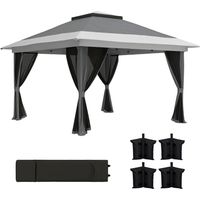 Gazebo Pieghevole 3.6x3.6 m con Pareti, Altezza Regolabile e Protezione UPF50+, Borsa con Ruote, Grigio