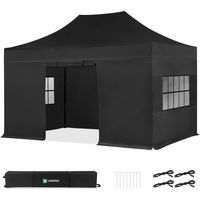 Vonroc Partyzelt 3x4,5 m mit Seitenwänden – Premium Easy-Up Schwarz
