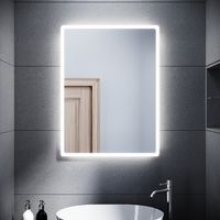SONNI Specchio da Bagno Illuminato a LED Specchio da Parete da Bagno Moderno Bianco Freddo Impermeabile IP44 a Risparmio Energetico 40 x 60cm