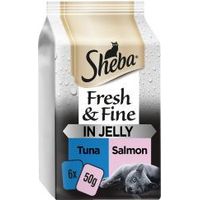 Sheba Fresh & Fine Wet Cat Food Pouches Tuna & Salmon in Jel - 748303