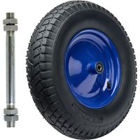 Garronda Ersatzrad Schubkarre 4.80/4.00-8 Schubkarrenrad Ø 390 mm Luftreifen 6PR Reifen bis 250 kg mit Achse Stahlfelge Kugellager für Gartenwagen Hof Baustelle GD-0163, Schwarz-Blau