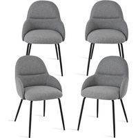 Minimalist Scandinavian-style dining chairs, offering optimal back support and a stable iron base - Set of 4 - Light Grey