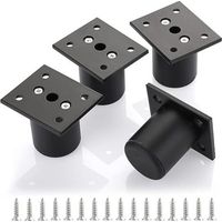 Paquet de 4 pieds de meubles réglables de 2 pouces, pieds de meubles de canapé en aluminium, pieds de meubles de bricolage, pieds de remplacement de meuble TV, repose-pieds, canapé, armoire, noir