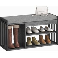 Étagère à chaussures avec banc intégré, meuble à chaussures d'entrée, armoire à chaussures à 3 niveaux, pour couloir, entrée, salon, chambre, gris